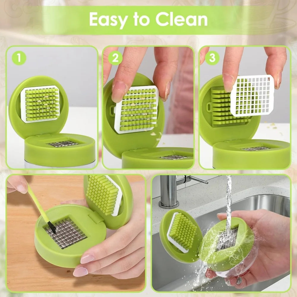 1pc Multifunctional Garlic Press Manual Mincer， ABS and Stainless Steel Garlic Slicer Handheld Ginger Masher with Storage Case
