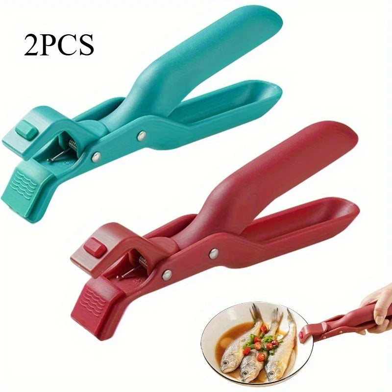 Non-slip Pot Pan Gripper Clip Hot Dish Plate Bowl Clip Retriever Tongs Silicone Handle Kitchen Tool Air Fryer Camping Tool