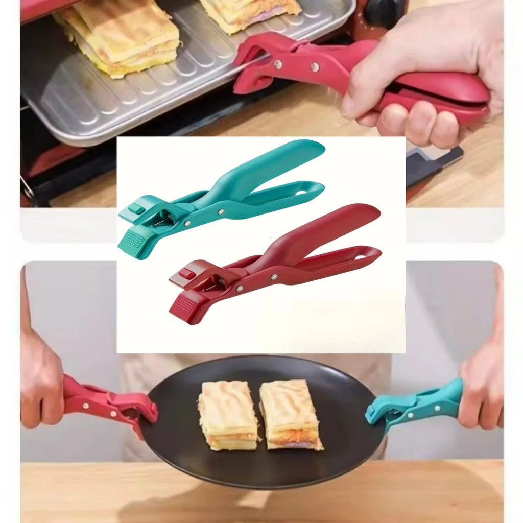 Non-slip Pot Pan Gripper Clip Hot Dish Plate Bowl Clip Retriever Tongs Silicone Handle Kitchen Tool Air Fryer Camping Tool