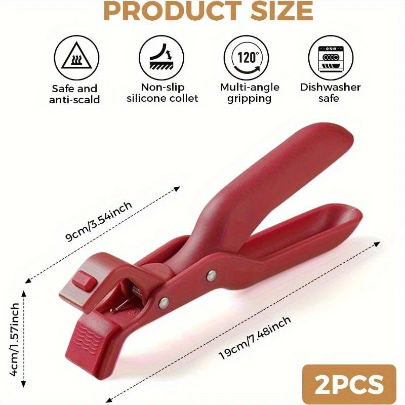 Non-slip Pot Pan Gripper Clip Hot Dish Plate Bowl Clip Retriever Tongs Silicone Handle Kitchen Tool Air Fryer Camping Tool