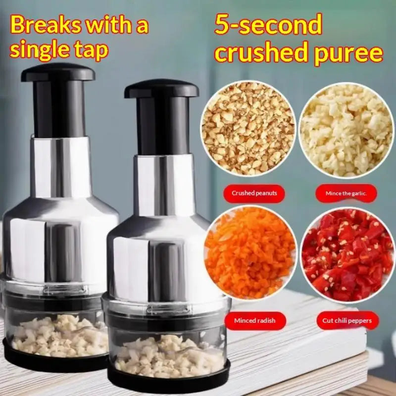 【M】Hand Manual Mincer Garlic Press Chopper Vegetable Slicer Stainless Steel Garlic Press Crusher Onion Cutter Kitchen Tool