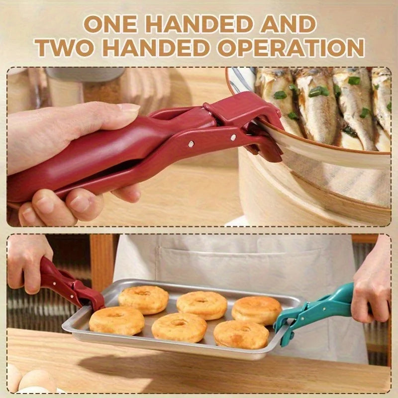 Non-slip Pot Pan Gripper Clip Hot Dish Plate Bowl Clip Retriever Tongs Silicone Handle Kitchen Tool Air Fryer Camping Tool