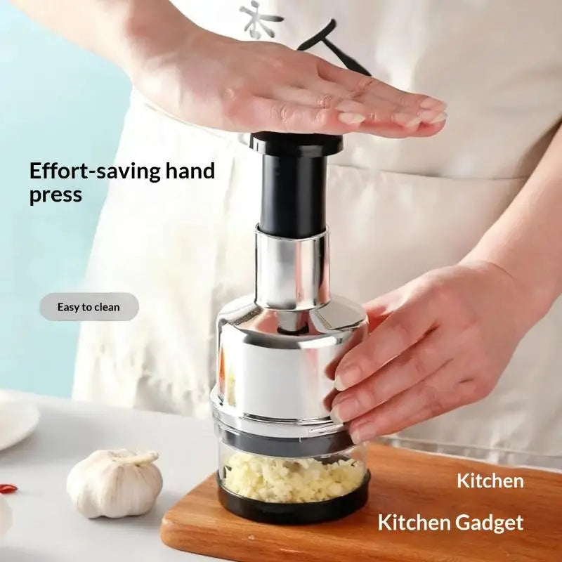 【M】Hand Manual Mincer Garlic Press Chopper Vegetable Slicer Stainless Steel Garlic Press Crusher Onion Cutter Kitchen Tool