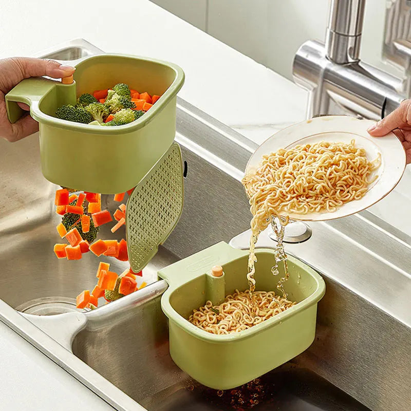 1pcs Kitchen Sink Filter Basket, Sink Washing Basin anti Leak Filter Basin, One Click Press Type Grid Drain Storage Rack