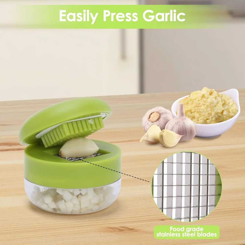 1pc Multifunctional Garlic Press Manual Mincer， ABS and Stainless Steel Garlic Slicer Handheld Ginger Masher with Storage Case